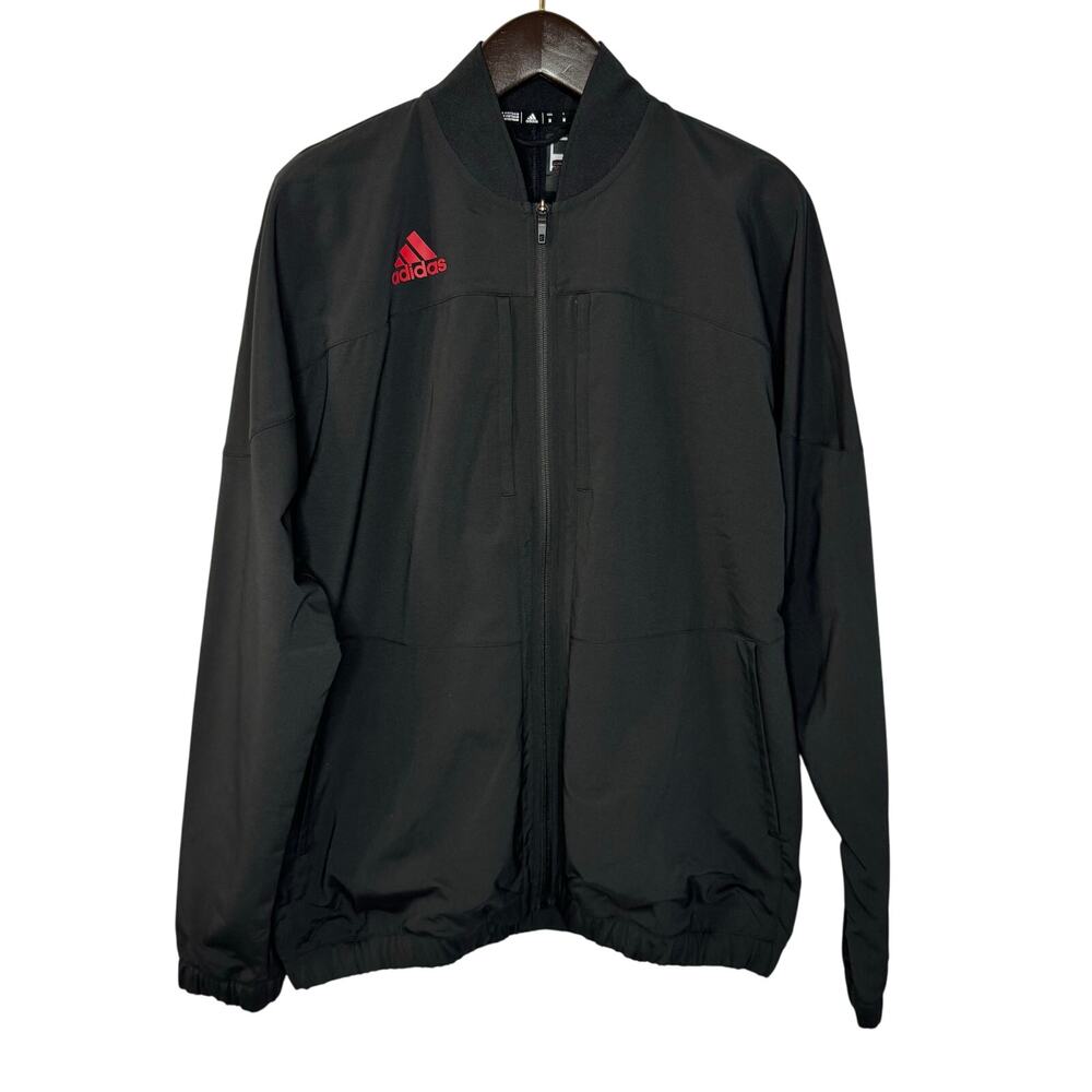 Adidas Rutgers Scarlet Knights Jacket Lightweight Full Zip Mens Black Sz Medium